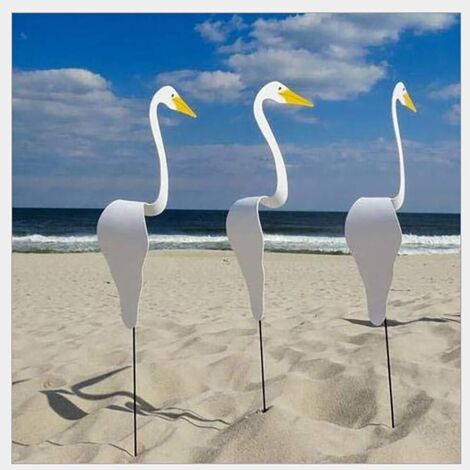Blanc Flamingo Bird Plug PVC Stand Stick Garden Décoration Garden Plug de, Le Flamingo Wind Spinner, L'art de la sculpture du vent, 40cm