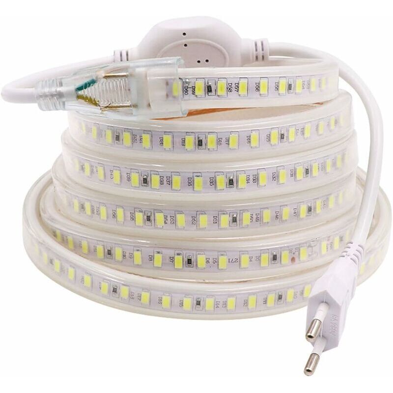 Blanc Froid, 8M) Ruban Led, Bande Led, Bandeau Led, Lumineux Bandeau Led 220V Ac 2835 Ip68 Étanche 144Leds/M 900Lm, Led Strip Light Lumineux Bandeau