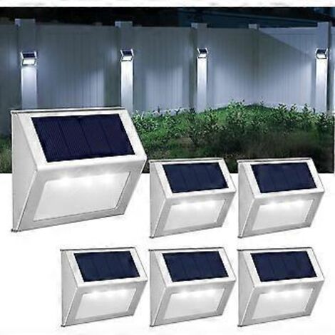 [Blanc froid] Lampes solaires d'extérieur, lampes solaires de jardin en acier inoxydable, lampes décoratives étanches pour clôture, jardin, escaliers, allée, patio, porche, etc.