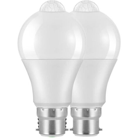 (Blanc froid)Ampoule LED B22 - Lot de 2 - Détecteur de mouvement - 12 W - 1020 lm - Blanc froid 6000 K