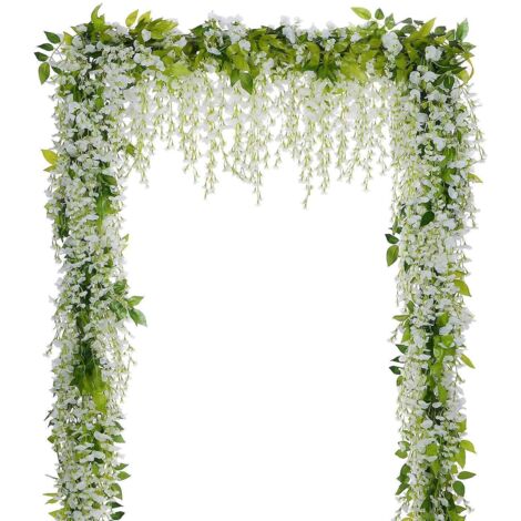 Blanc-glycine Artificielle Guirlande De Wisteria Fleur Artificielle Suspendre De Simulation En Soie Dcoration De La Maison Mariage Jardin Party