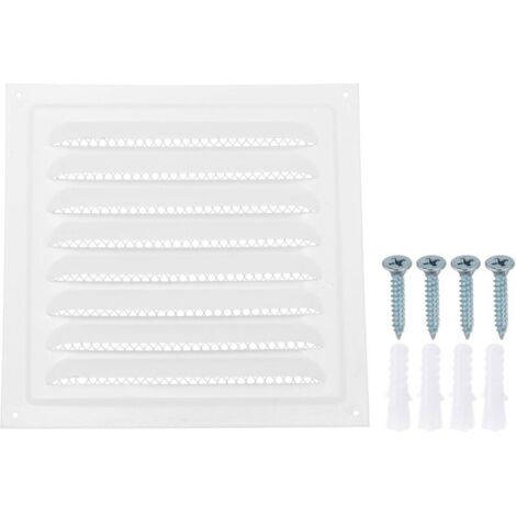 Blanc Grille de Ventilation Murale Extérieure en Acier Inoxydable20x20CM, Couvercle de Sortie d'Air Hvac avec Grille d'Aération à Persiennes en Maille pour Ventilation de Cuisine