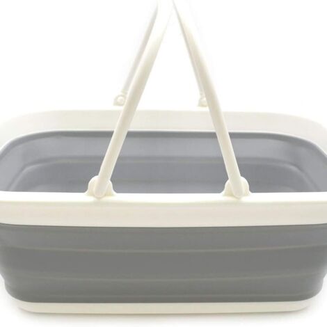 Blanc grisâtre 38&29&7cm Panier de rangement pliable, rangement portable, panier de rangement simple pour salle de bain, idéal pour les jouets et autres petits objets.