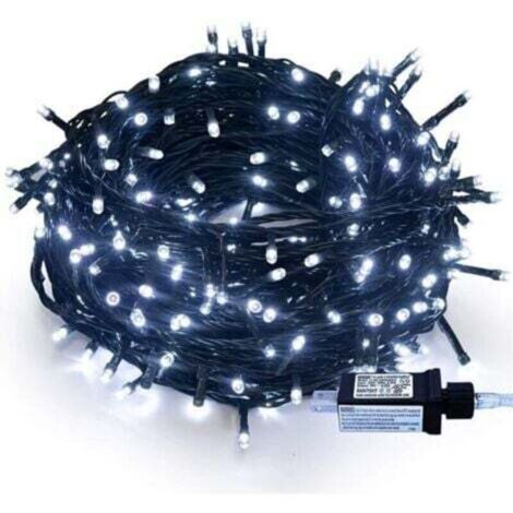 (Blanc) Guirlande lumineuse extérieure alimentée par courant alternatif, guirlande lumineuse LED extérieure, lumineuse 33M 300LED 8 modes lumières de jardin décoratives pour arbre de Noël, terrasse, j
