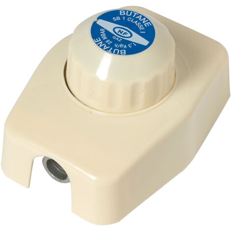 Blanc Habitat – Détendeur gaz butane NF – Débit 1,3 kg/h – Pression 28 mbar – Installation intérieure sécurisée