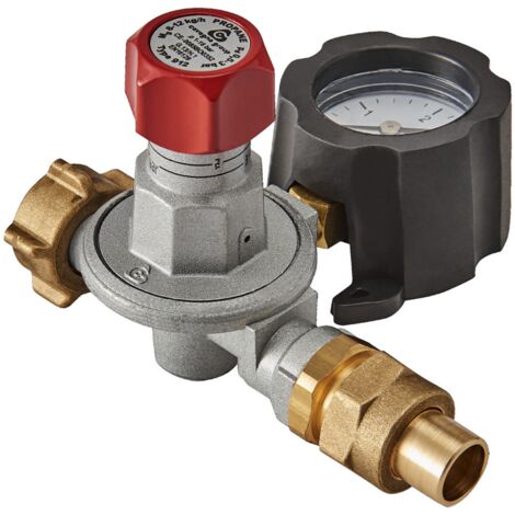 Blanc Habitat – Détendeur gaz propane haute pression réglable – Manomètre horizontal – Débit 8-12 kg/h – Pression 1-16 bar – Branchement direct sur citerne