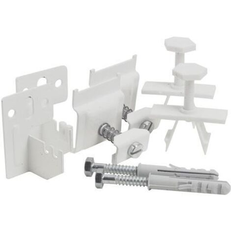 Blanc Habitat – Fixations pour radiateur tubulaire – Lot de 2 consoles blanches RAL 9010 – Écartement réglable 30 à 40 mm – Vis et chevilles incluses