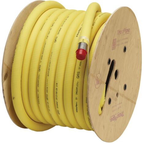 Blanc Habitat – Tuyau gaz ondulé TracPipe DN20 75 m jaune – Acier inox + gaine PE anticorrosion – Pression max 500 mbar – Compatible gaz naturel et propane