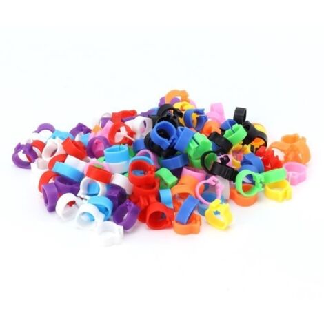 (Blanc, jaune, orange, bleu clair, rose, vert, noir, bleu foncé, violet, rouge)Anneaux de pattes pour pigeons 200PCS 8mm - Couleurs variées - Identification facile