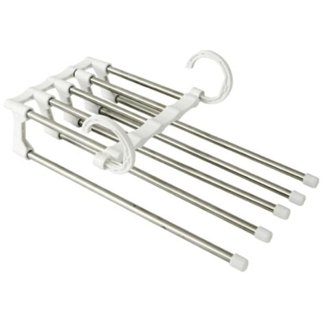 blanc Lot de 1 cintres pour pantalons en acier inoxydable extensibles, pliables, multi-cintres, organisateur de cintres magiques
