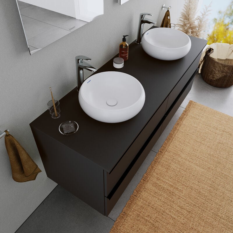 Duravit - Vasque Lavabo rond design à poser Lave main fonte minérale Salle de bain - Blanc mat - Diamètre 40cm - duravolo Blanc mat