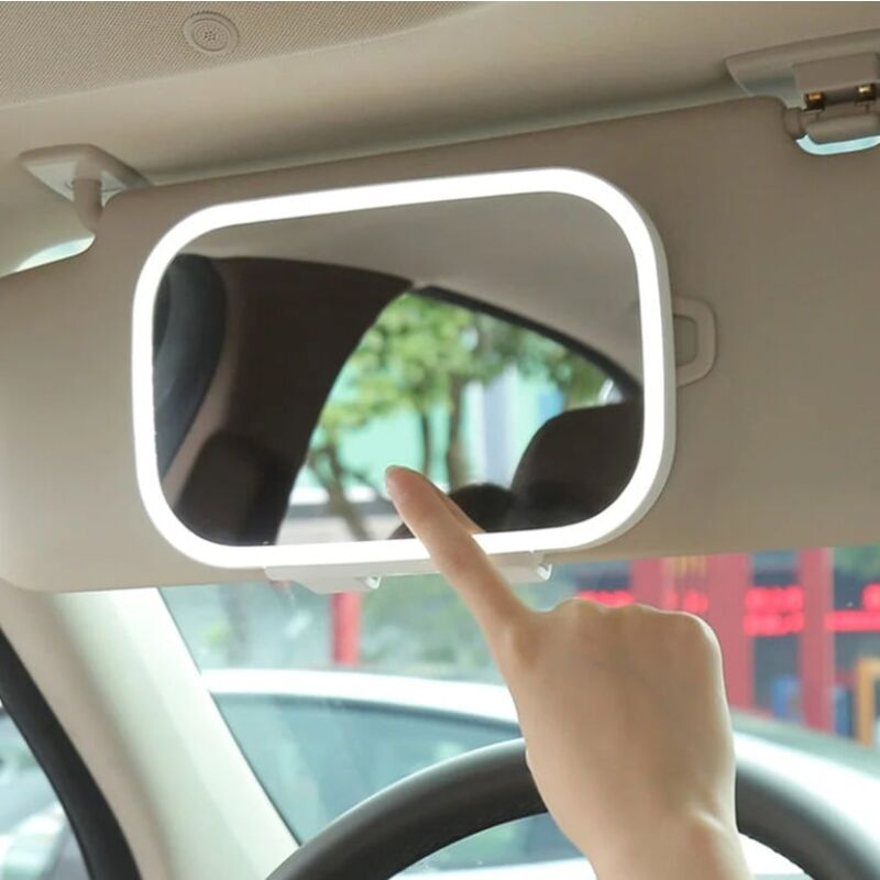 Csparkv - Blanc Miroir de pare-soleil de voiture universel Dimmable led Miroir de maquillage de voiture Lumière led Rétroviseur intérieur automobile