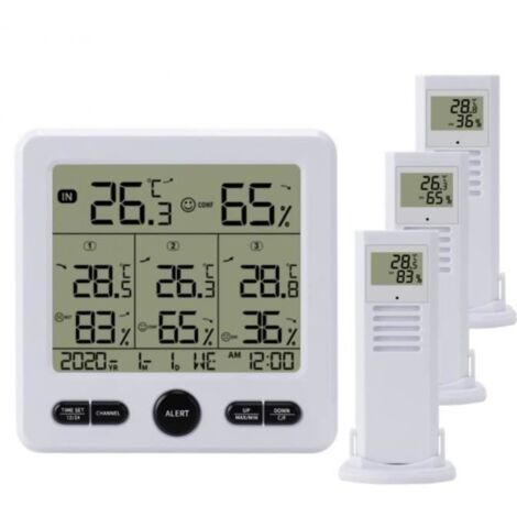 (Blanc, Noir) météo - Blanc - Intérieure/Extérieure - Thermomètre numérique - Hygromètre - Affichage LCD LED