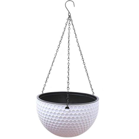 Blanc Panier De Fleurs à Suspendre,Jardinières Suspendues, Pots De Fleurs Suspendus, avec Trous De Drainage Et Bouchons, pour Intérieur Extérieur