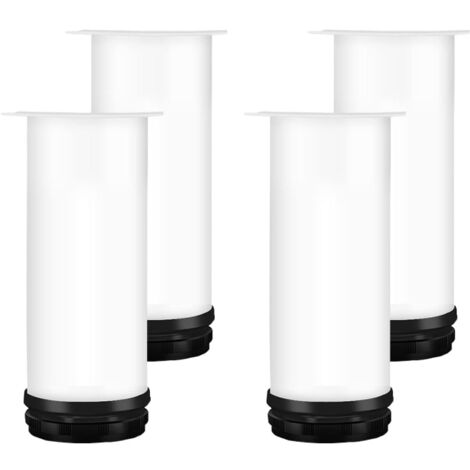 (Blanc) Pied de meuble réglable 20CM, 4PCS pied de table réglable en hauteur pied de meuble en métal acier inoxydable pied de table pied de meuble avec vis armoire, meuble TV