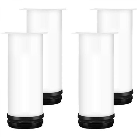 (Blanc) Pied de meuble réglable 20CM, 4PCS pied de table réglable en hauteur pied de meuble en métal acier inoxydable pied de table pied de meuble avec vis armoire, meuble TV