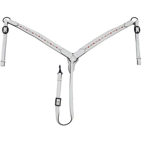 Blanc - Plastron réglable en cuir espagnol avec bordure rouge