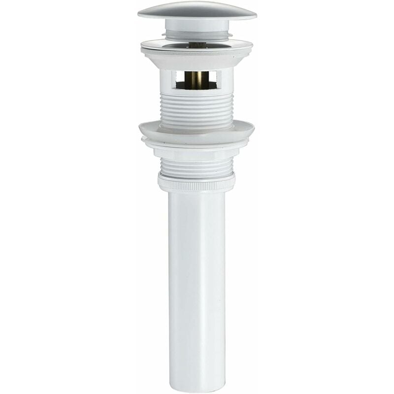 Aougo - Blanc Pop-up Bonde de Lavabo avec Trop Plein Clic-clac Bonde de Vidage Lavabo Laiton Bonde D'écoulement pour Evier ou Lavabo Ecoulement de