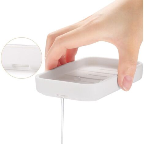 (blanc) Porte-savon de salle de bain avec égouttoir, économiseur de savon pour la douche, nettoyage facile, sec, empêche le savon mousseux