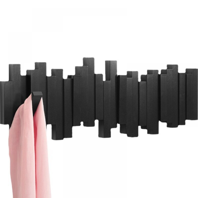 Serbia - noir Portemanteau mural 5 crochets rabattables