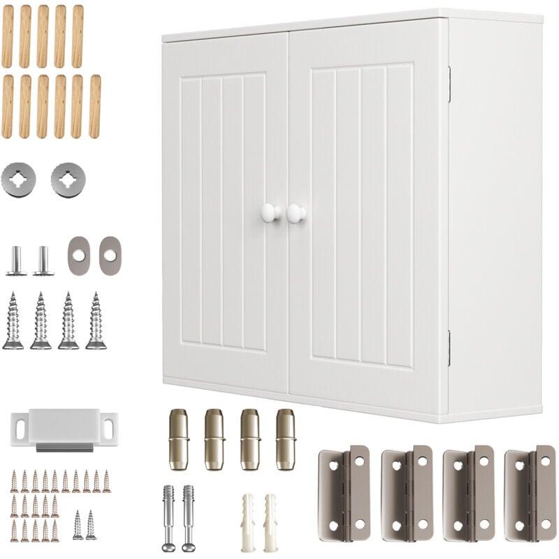 Dayplus - Blanc salle de bain armoire de rangement 2 portes armoire mdf étagère vanité