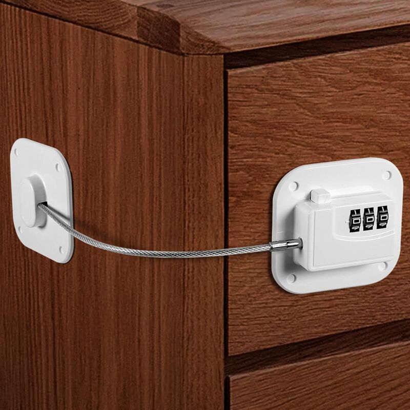 Blanc Sécurité Serrures pour Bébé Serrures à Combinaison Sécurité Verrouillage Enfants Loquets de Sécurité Adhésive pour Frigo Tiroir Placards Porte
