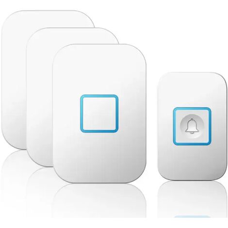 Blanc Sonnette Sans Fil, Ensemble De Sonnette Sans Fil, Portée De 400 M Ip55 Sonnette De Porte D'entrée Extérieure Étanche Avec 3 Récepteurs Enfichabl