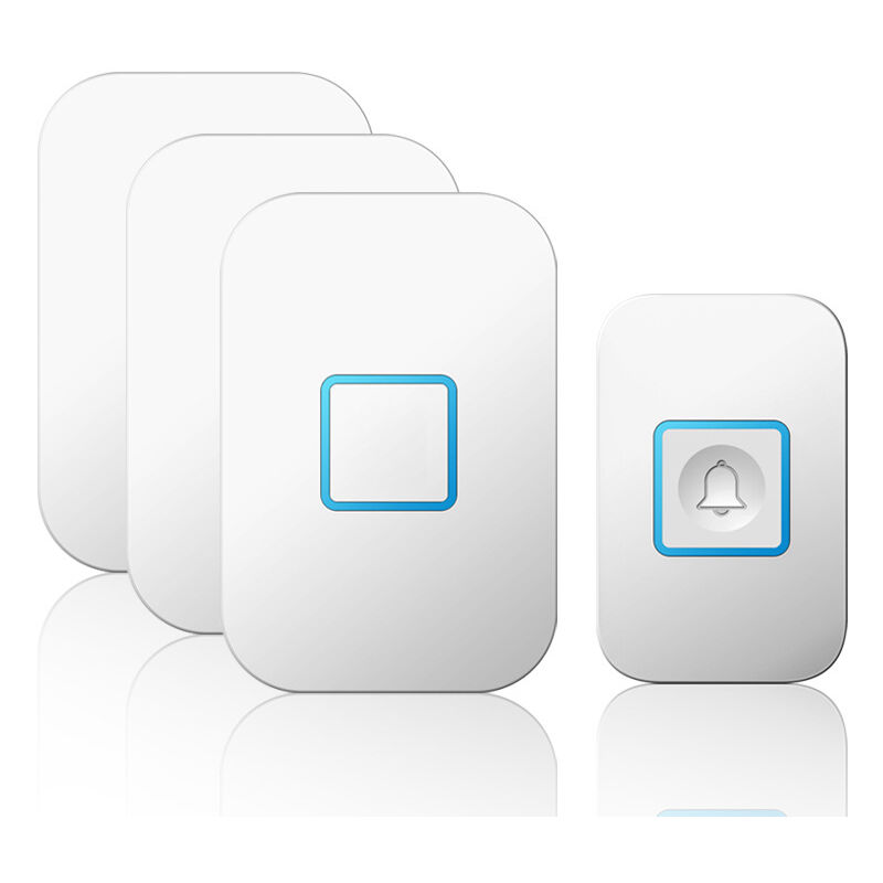 Cyslmuk - Blanc Sonnette sans fil, portée de 400 m, sonnette d'entrée extérieure étanche IP55 avec 3 récepteurs enfichables, 60 mélodies, 5 niveaux