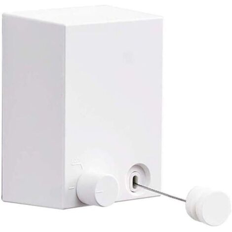 (Blanc) Support de séchage de blanchisserie fixé au Mur de Corde à Linge rétractable extérieure d'intérieur avec la Corde