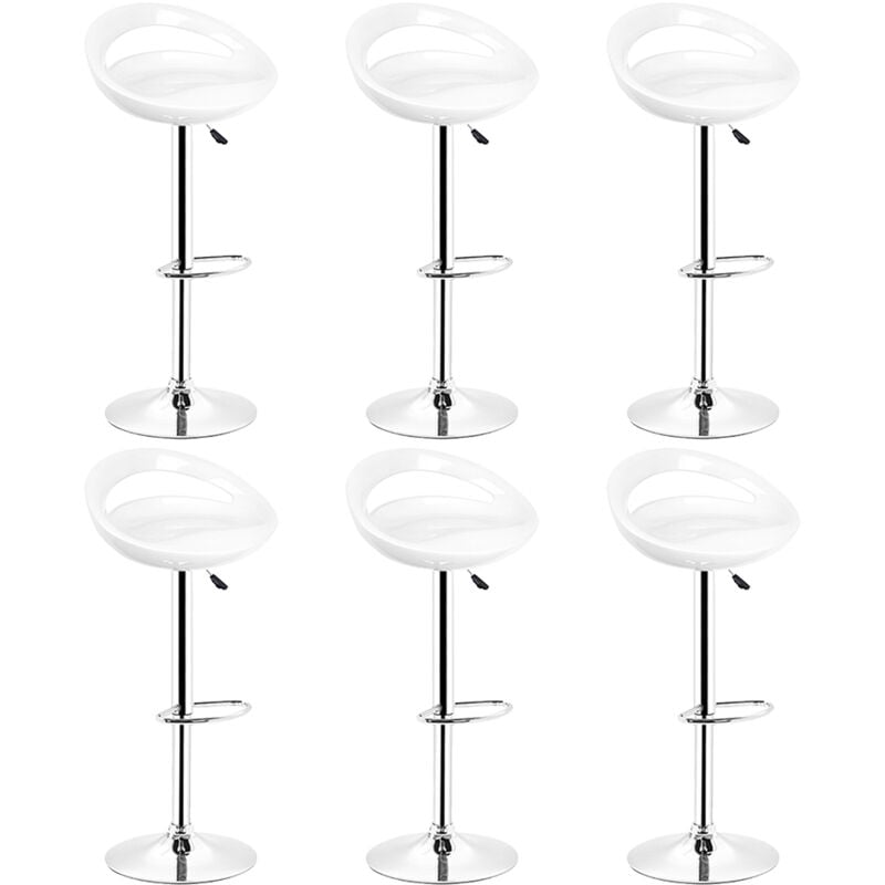 Jeobest - Tabouret de Bar Lot de 6 abs Pivotant et réglable en Hauteur Chaise de Bar Blanc