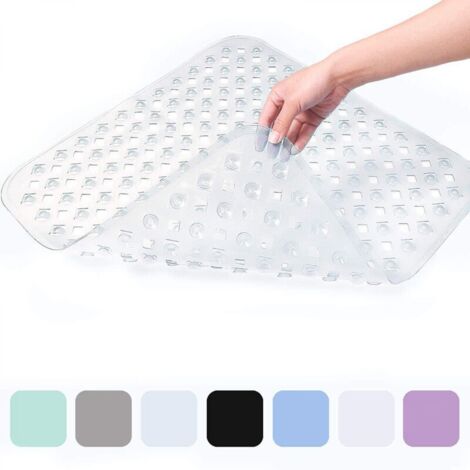 (Blanc Transparent) Tapis de Douche Antidérapant pour Peaux Sensibles 53x53cm, Sans BPA, Tapis de Douche Antidérapant Anti-moisissure, Tapis de Sol de Salle de Bain Lavable en Machine