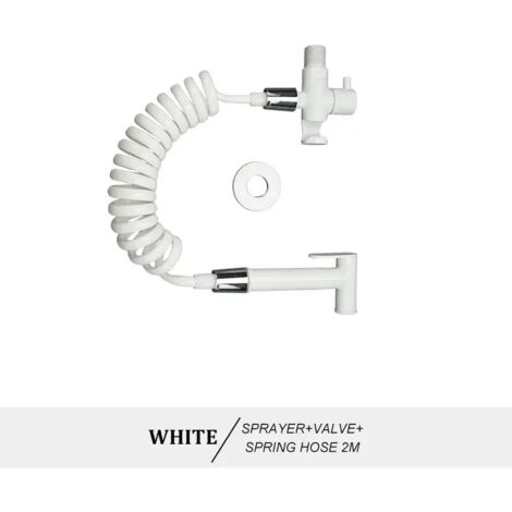 (Blanc Type B) Ensemble de douchette WC bidet portable, fixation murale en laiton doré rose, pommeau de douche de salle de bain autonettoyant