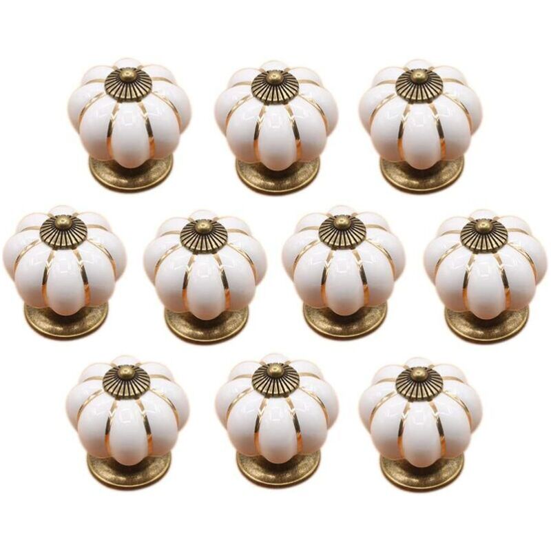Blanc)10 Pcs Boutons de tiroir en céramique bouton de meuble pour tiroirs et placards de cuisine