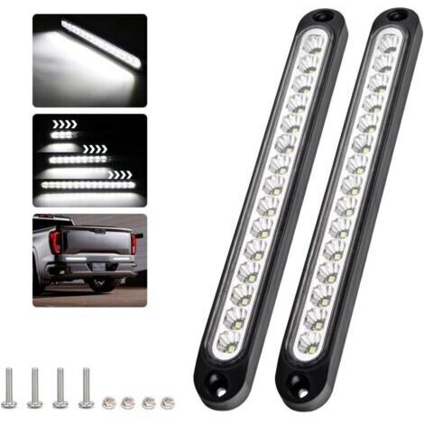 (blanc)2 pièces barre de feux de freinage 15 Led, 12-24V barre d'éclairage arrière étanche pour feux de jour dynamiques pour voiture, suv, rv, camion, remorque
