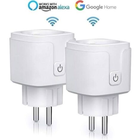 (Blanc)2PCS Prise Connectée Wifi, 16A Compatible avec Android iOS Amazon Alexa Google Home Assistant Courant Programmable Télécommande App