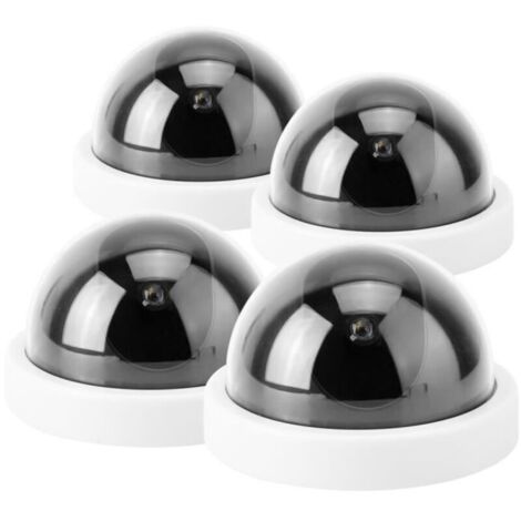 (Blanc)4 caméras analogiques à dôme caméras de sécurité fictives CCTV avec LED clignotante (blanc) DQFRANCE