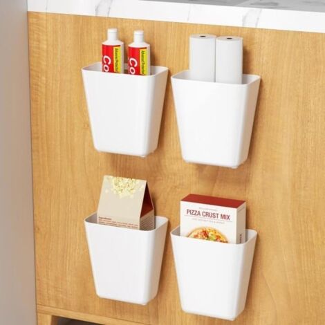 (Blanc.)4 pièces Adhésive Boîte de Rangement Murale,Boite Rangement Cuisine,Organisateur Salle de Bain,Organisateur Cuisine,Placard