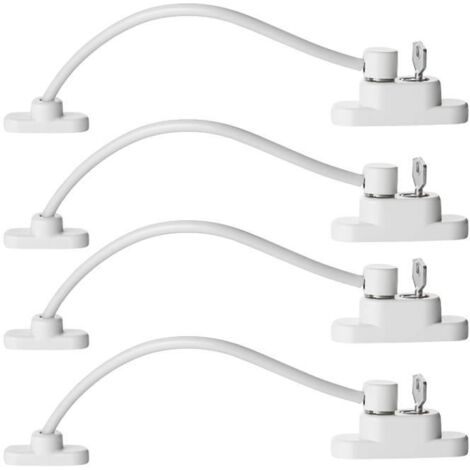(Blanc)4PCS Entrebâilleur de Fenêtre Sécurité pour Porte Verrouillage de Sécurité Câble Résistant et Verrouillage à Clé pour Bébé Enfant