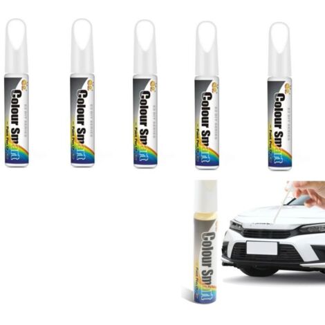 (Blanc)5Pcs Peinture Voiture,Peinture Voiture Carrosserie,Stylo Peinture Voiture,Stylo Reparation Rayure Voiture,Stylo Retouche Peinture Voiture,Anti Rayure pour Carrosserie Moto