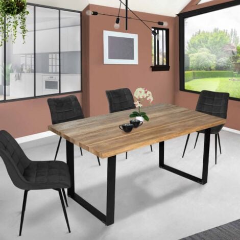 IDMARKET BLANCA Mesa de comedor para 6 personas con tablero de listones 160 cm