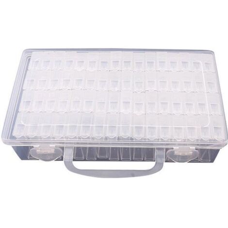 (Blanc)Boîte de Rangement pour Bijoux en Plastique Réglable - SODIAL - 64 Grilles - Blanc