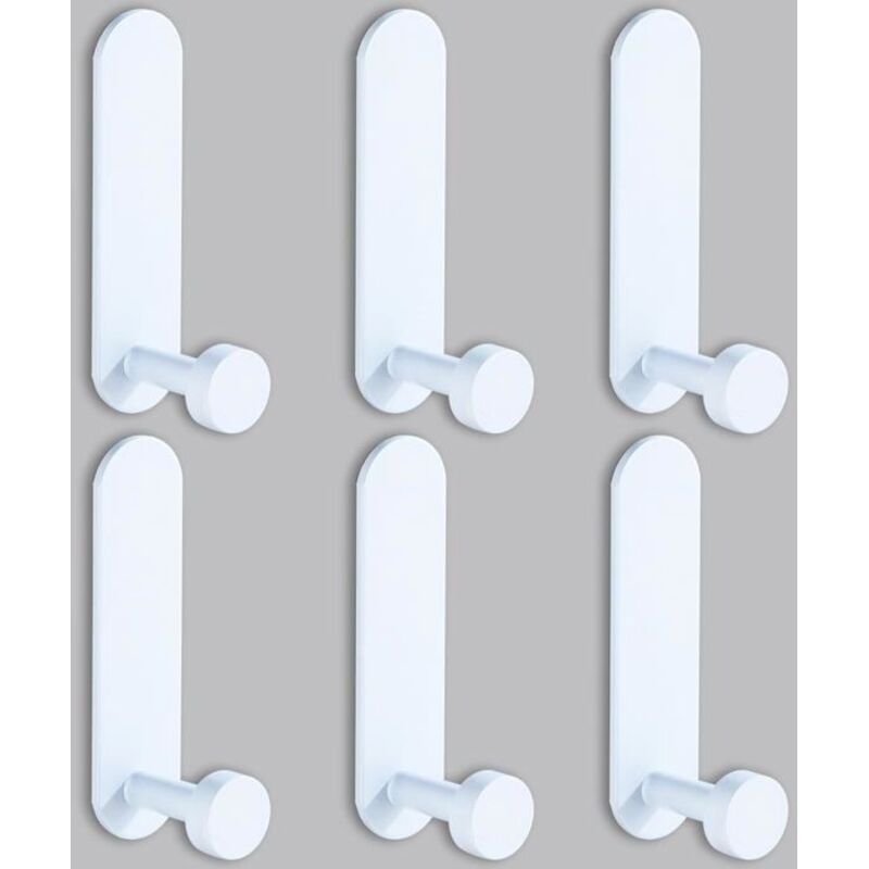 (Blanc)Crochet Adhesif Mural 6pcs,Blanc Patere Salle de Bain Sans Percage,Accroche Serviette Crochet Mural Adhesif pour Salon,Salle