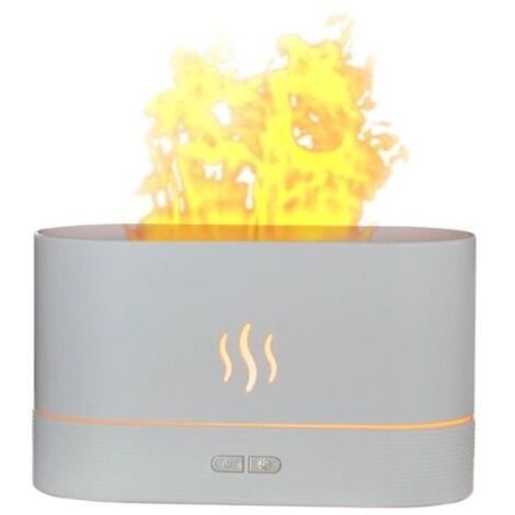 (Blanc)Diffuseur d’Huiles Essentielles Effet flamme 180 ML Blanc