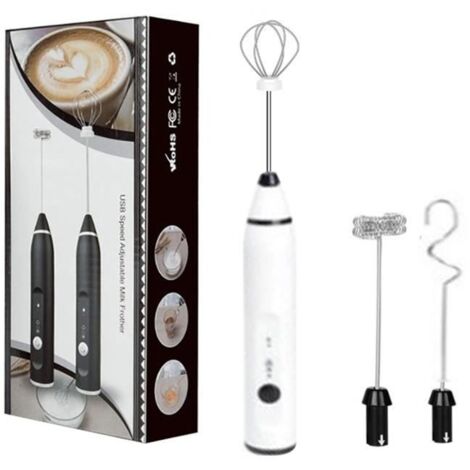 (Blanc)Fdit mini mixeur électrique portable Mousseur à lait USB Rechargeable Mini Handheld Electric Blender Mixer table cuisine BLANC