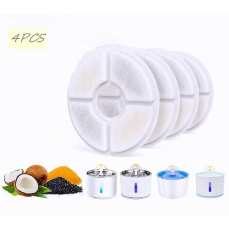 (blanc)Filtre pour Fontaine à Eau Chat 4 Pcs - Résine Échangeuse D'Ions - Charbon Actif - Filtration Profonde