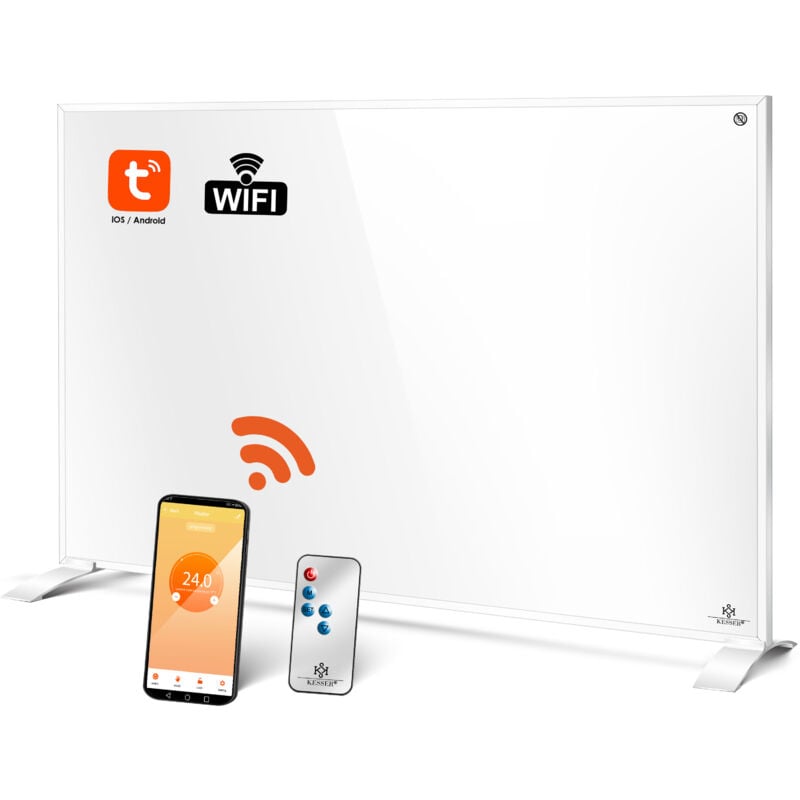 KESSER® Chauffage infrarouge à économie d'énergie Infrarouge 2en1 Pose libre & montage mural Chauffage électrique avec télécommande Thermostat &