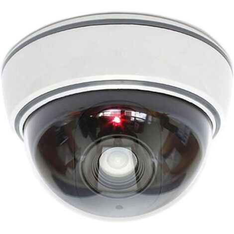 blanche- Caméra factice avec objectif, lumière LED rouge, vidéosurveillance, imitation réaliste, pour mur, plafond