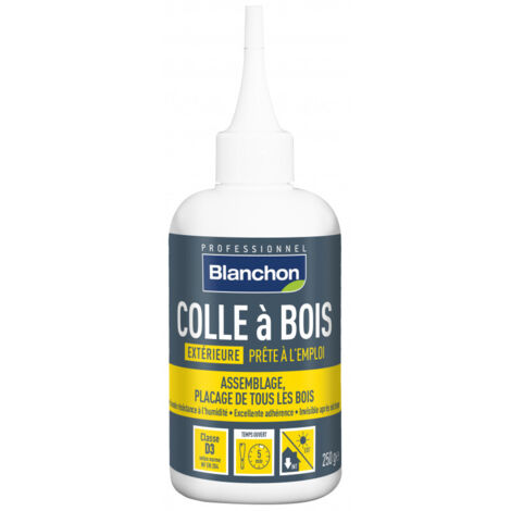 Blanchon – Colle à bois extérieure 250g D3 – Vinylique pour bois dur et teck – Résistance à l'humidité – Prise rapide