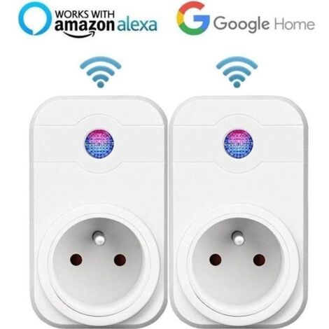 (Blanc)Intelligente Prise,Prise Connectée WiFi Compatible avec Android iOS Alexa Prise Télécommandées de Smart Plug (lot de 2)