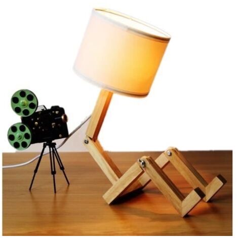 (Blanc)Lampe de Bureau - Créative - 220V - Réglable - Tissu - Bois - Design Contemporain